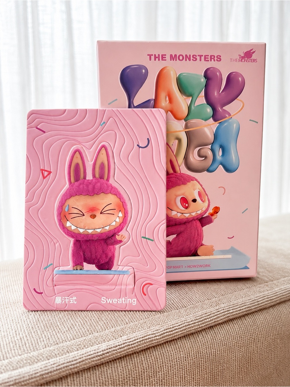 Labubu The Monsters Pink 'Sweating' Plush Figure Collectible by The Monsters